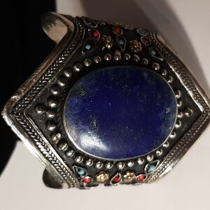 Bajalia Genuine Lapis Lazuli Cuff, Handmade